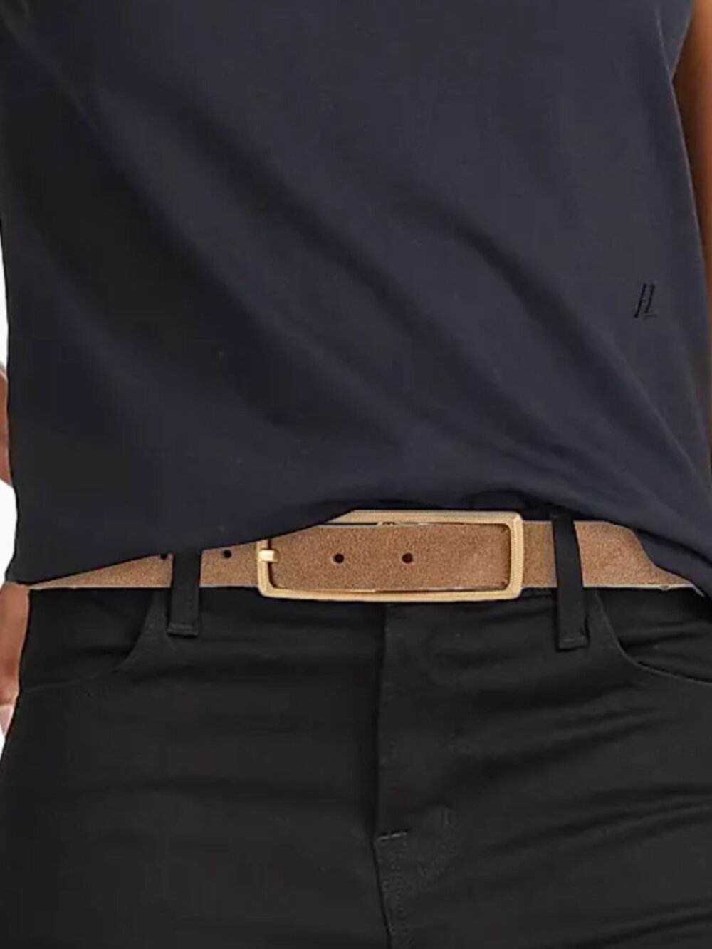 rag & bone Suede Rebound Belt Medium Brushed Gold Tone Buckle NWOT - Picture 3 of 16